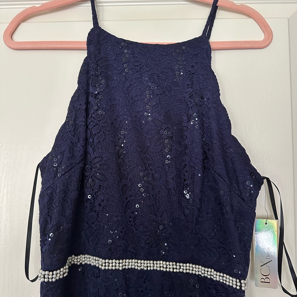 BCX Navy Blue Sequin Formal Dress